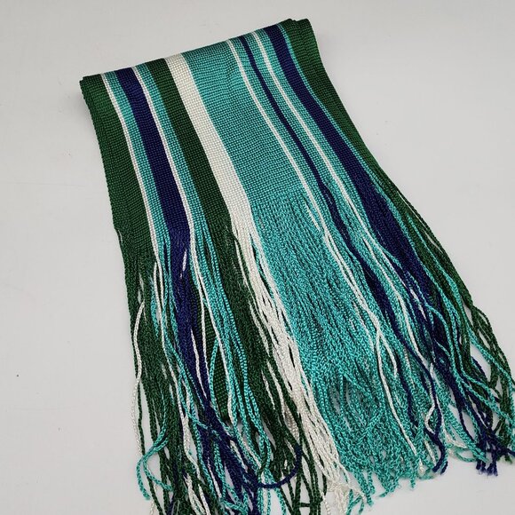 Ann Taylor Accessories - Ann Taylor Red & White Striped Woven Scarf With Fringe